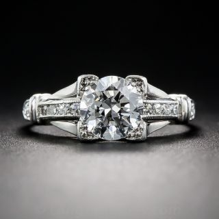 .95 Carat Diamond and Platinum Art Deco Engagement Ring - 1