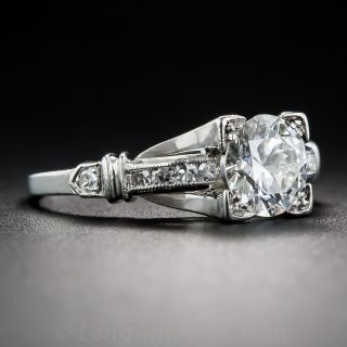 .95 Carat Diamond and Platinum Art Deco Engagement Ring