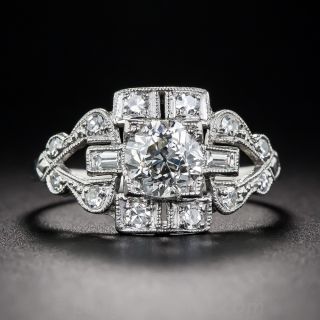 .95 Carat Diamond and Platinum Art Deco Engagement Ring