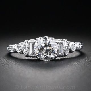 .95 Carat Diamond and  Platinum Art Deco Engagement Ring