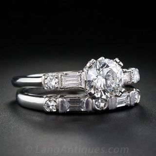 .95 Carat Diamond and Platinum Vintage Wedding Set