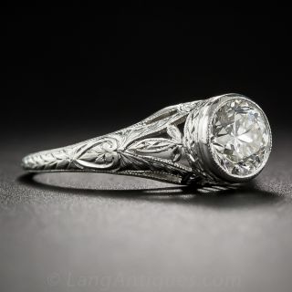 .95 Carat Diamond Platinum Art Deco Solitaire Engagement Ring