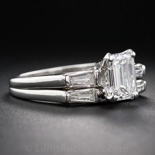.95 Carat Emerald-Cut Diamond Estate Wedding Set
