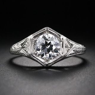 .95 Carat H - Internally Flawless Art Deco Engagement Ring in Platinum