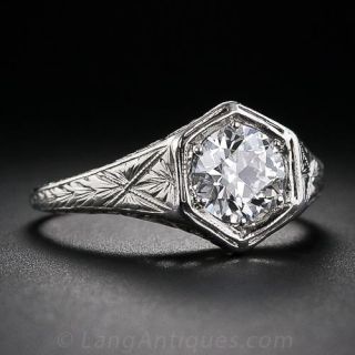 .95 Carat H - Internally Flawless Art Deco Engagement Ring in Platinum
