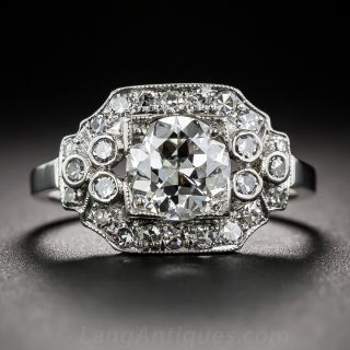 .95 Carat I-VVS2 (GIA) Diamond and Platinum Art Deco Engagement Ring