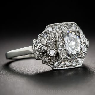  .95 Carat I-VVS2 (GIA) Diamond and Platinum Art Deco Engagement Ring