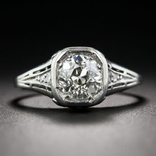 .95 Carat Platinum Art Deco Diamond Engagement Ring