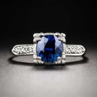.95 Carat Sapphire and Diamond Vintage Engagement Ring