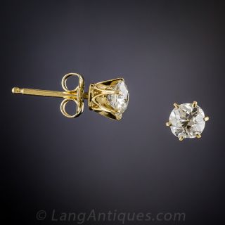 .95 Carat Vintgage Diamond Stud Earrings