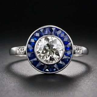 .96 Carat Diamond and Sapphire Halo Ring