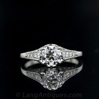 .96 Carat Edwardian Style Diamond Engagement Ring, French