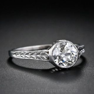 .96 Carat Vintage  Diamond Solitaire in Platinum