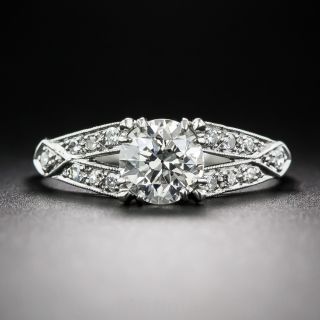 .97 Carat Diamond and Platinum Art Deco Engagement Ring - 2