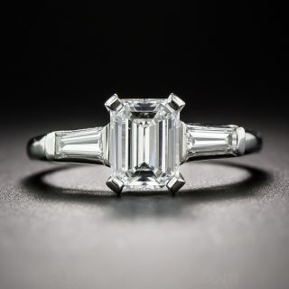 .97 Carat Emerald Cut Platinum and Diamond Engagement Ring - 1