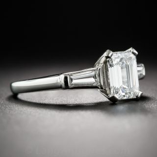 .97 Carat Emerald Cut Platinum and Diamond Engagement Ring