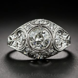 .97 Carat Late Edwardian Platinum and Diamond Ring