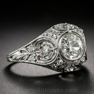 .97 Carat Late Edwardian Platinum and Diamond Ring