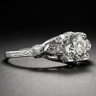 .97 Carat Old Mine-Cut Diamond Art Deco Engagement Ring