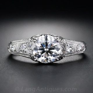 .98 Carat Art Deco Diamond Engagement Ring