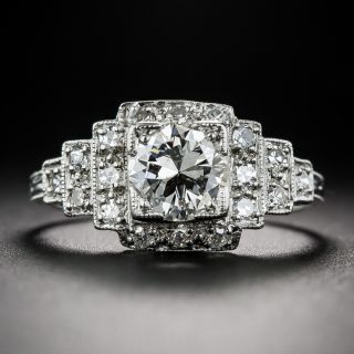 .98 Carat Diamond and Platinum Art Deco Engagement Ring