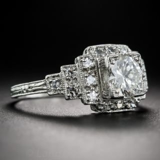 .98 Carat Diamond and Platinum Art Deco Engagement Ring
