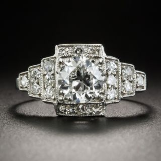 .99 Carat Art Deco Platinum Diamond Engagement Ring - GIA H SI2  - 1