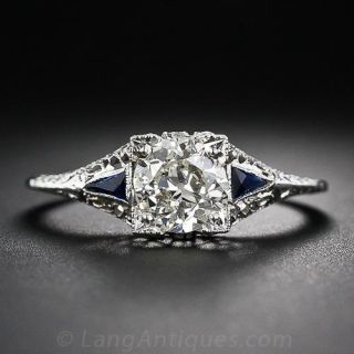 .99 Carat Diamond and Sapphire Filigree Ring