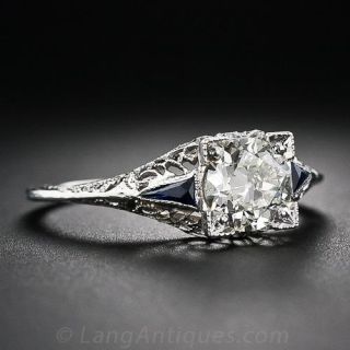 .99 Carat Diamond and Sapphire Filigree Ring