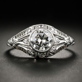 .99 Carat Diamond Platinum Art Deco Engagement Ring