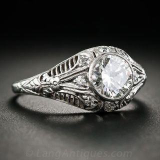 .99 Carat Diamond Platinum Art Deco Engagement Ring