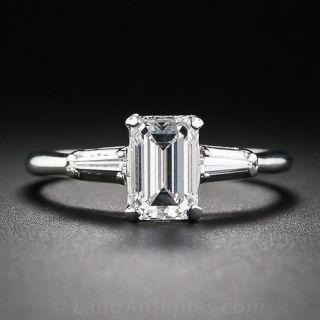 .99 Carat E-VVS1 Emerald-Cut Diamond Estate Engagement Ring - 2