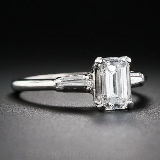 .99 Carat E-VVS1 Emerald-Cut Diamond Estate Engagement Ring