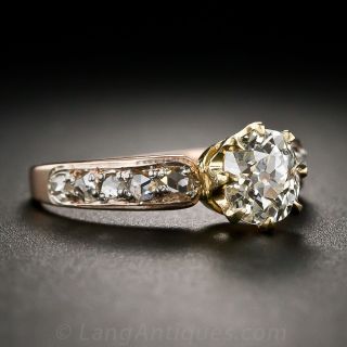 .99 Carat Old Mine-Cut Diamond Antique Engagement Ring