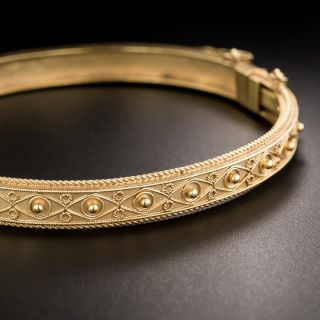 9K English Victorian Etruscan Revival Bangle Bracelet