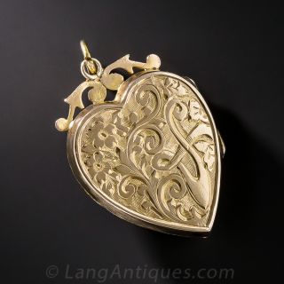9K Engraved Heart Locket