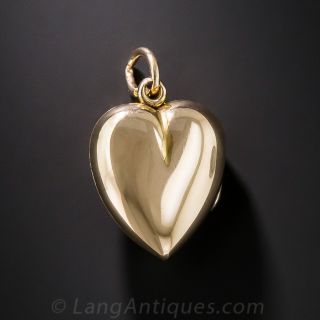 9K Puffed Heart Locket with Pearl