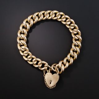 9K Rose Gold English Curb Link Gate Bracelet