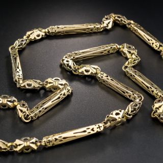 9K Victorian English Handmade Fancy Link Chain