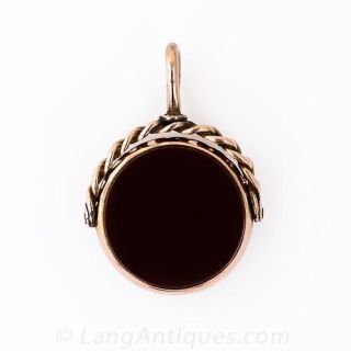 9KY Round Bloodstone and Carnielian Fob