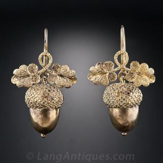 Acorn Motif, Antique Earrings