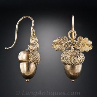 Acorn Motif, Antique Earrings