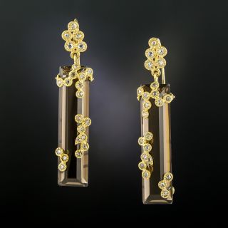 'Affinity' Smoky Quartz and Diamond Dangle Earrings by Coomi - 3