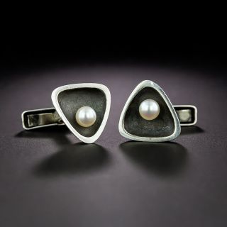Alan Adler Silver and Pearl Cufflinks - 2