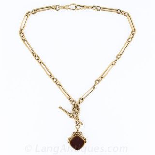 Albert Fob Chain w/Bloodstone and Agate Fob