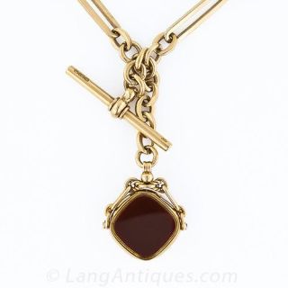 Albert Fob Chain w/Bloodstone and Agate Fob