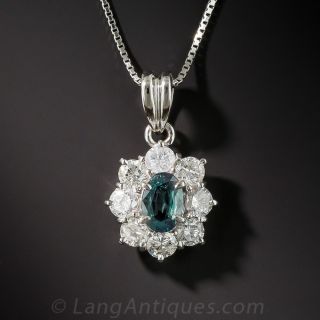 Alexandrite Platinum and Diamond Pendant 