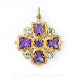 Amethyst and Chrysoberyl Maltese Cross Pendant 