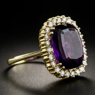 Amethyst and Diamond 18K Cocktail Ring