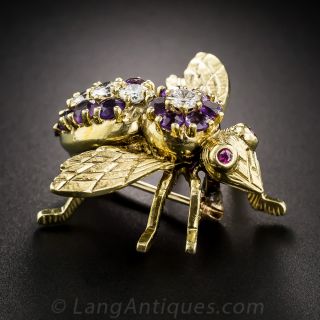 Amethyst and Diamond Bee Brooch by Rosenthal 